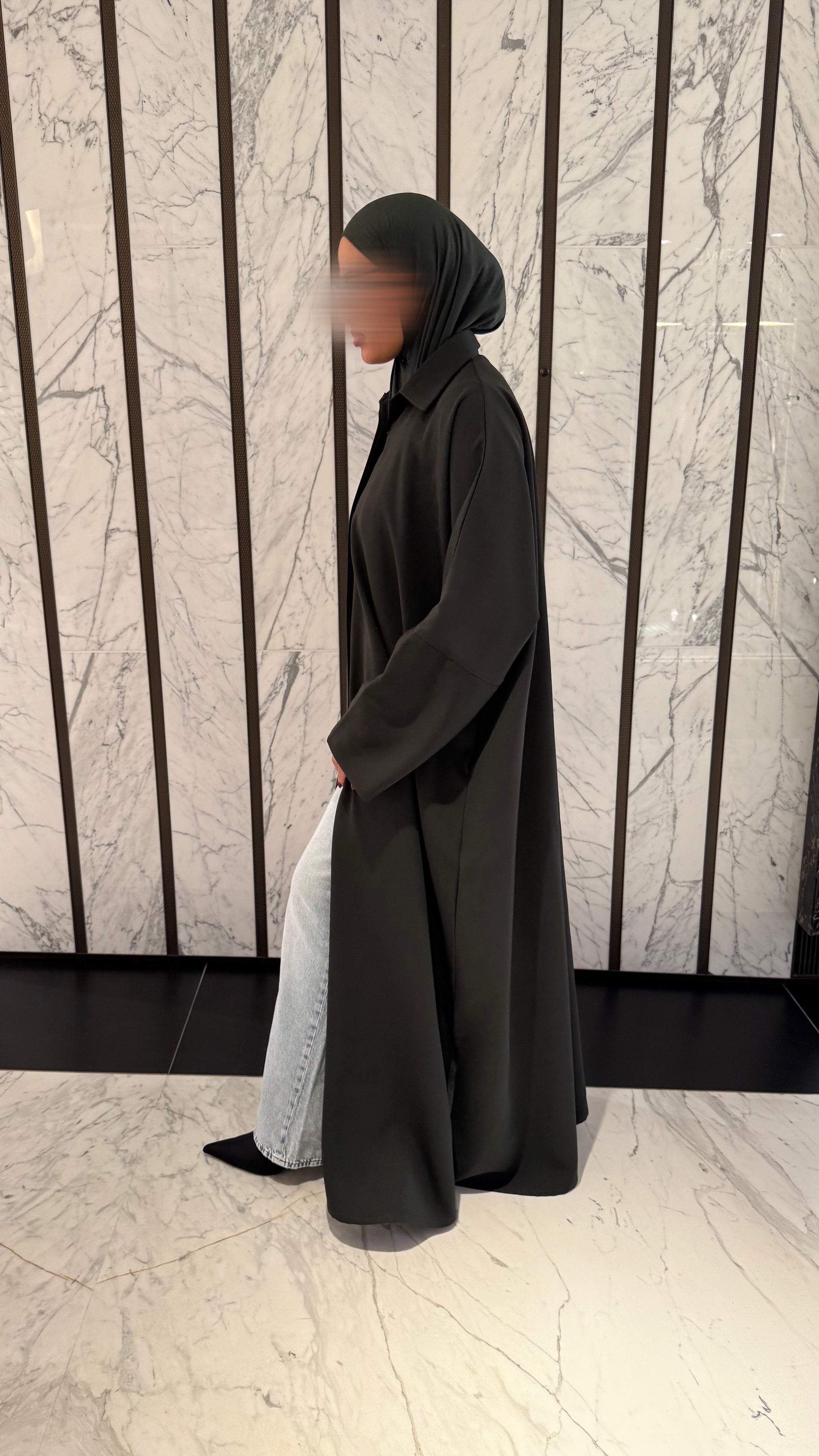 Relaxed Fit Shirt Abaya - Forest