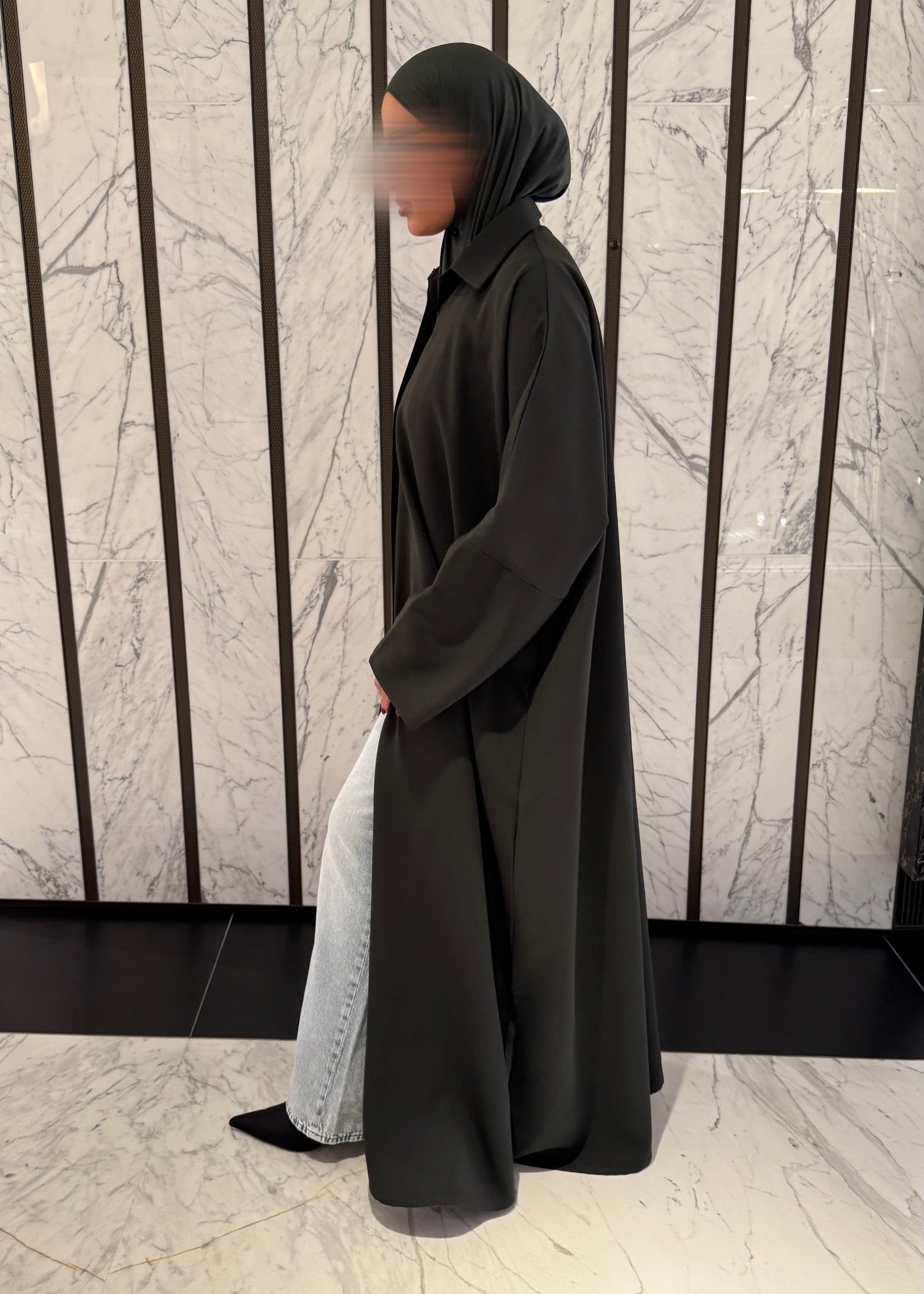 Relaxed Fit Shirt Abaya - Forest