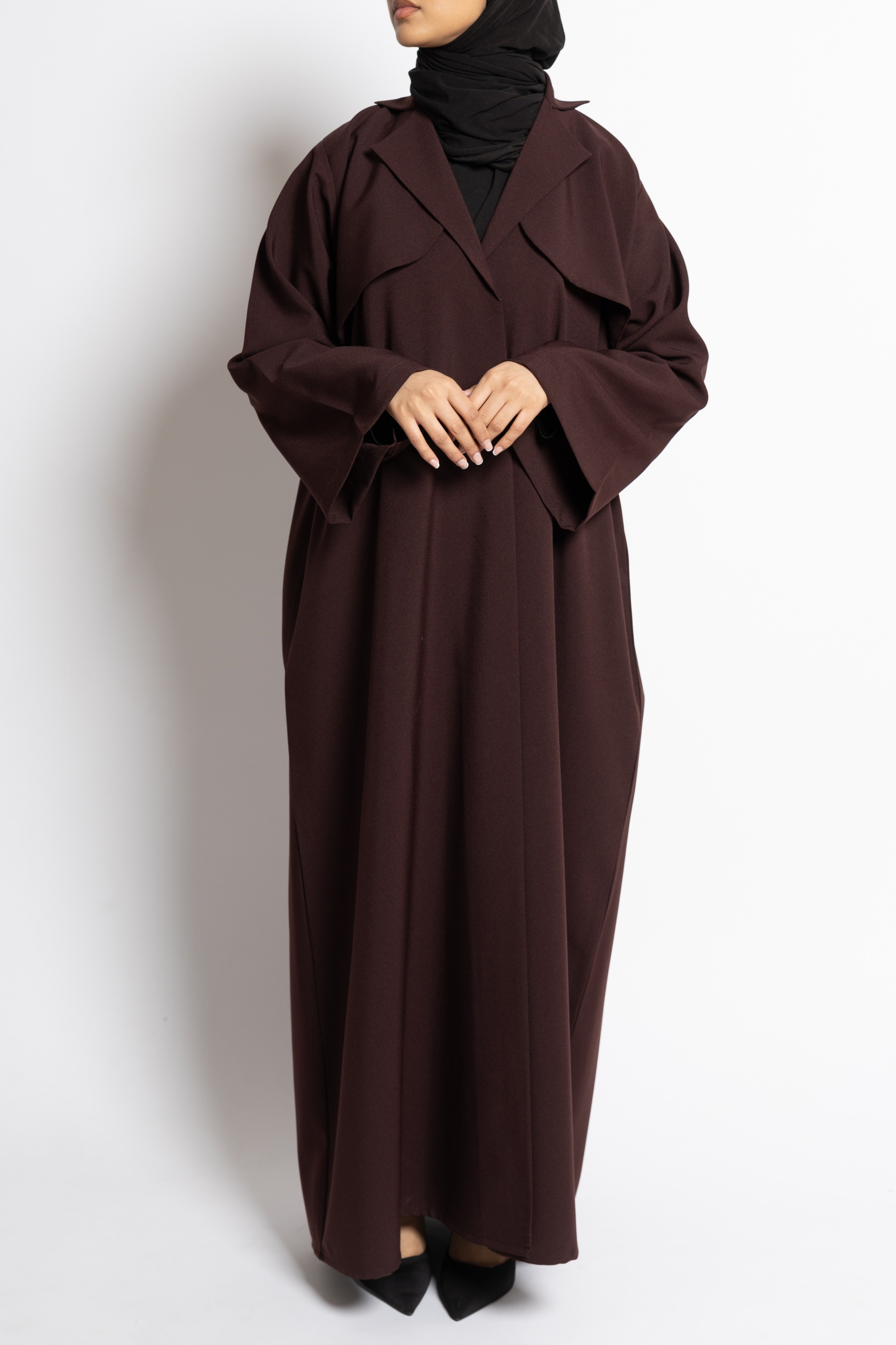 Trench Abaya - Mahogany