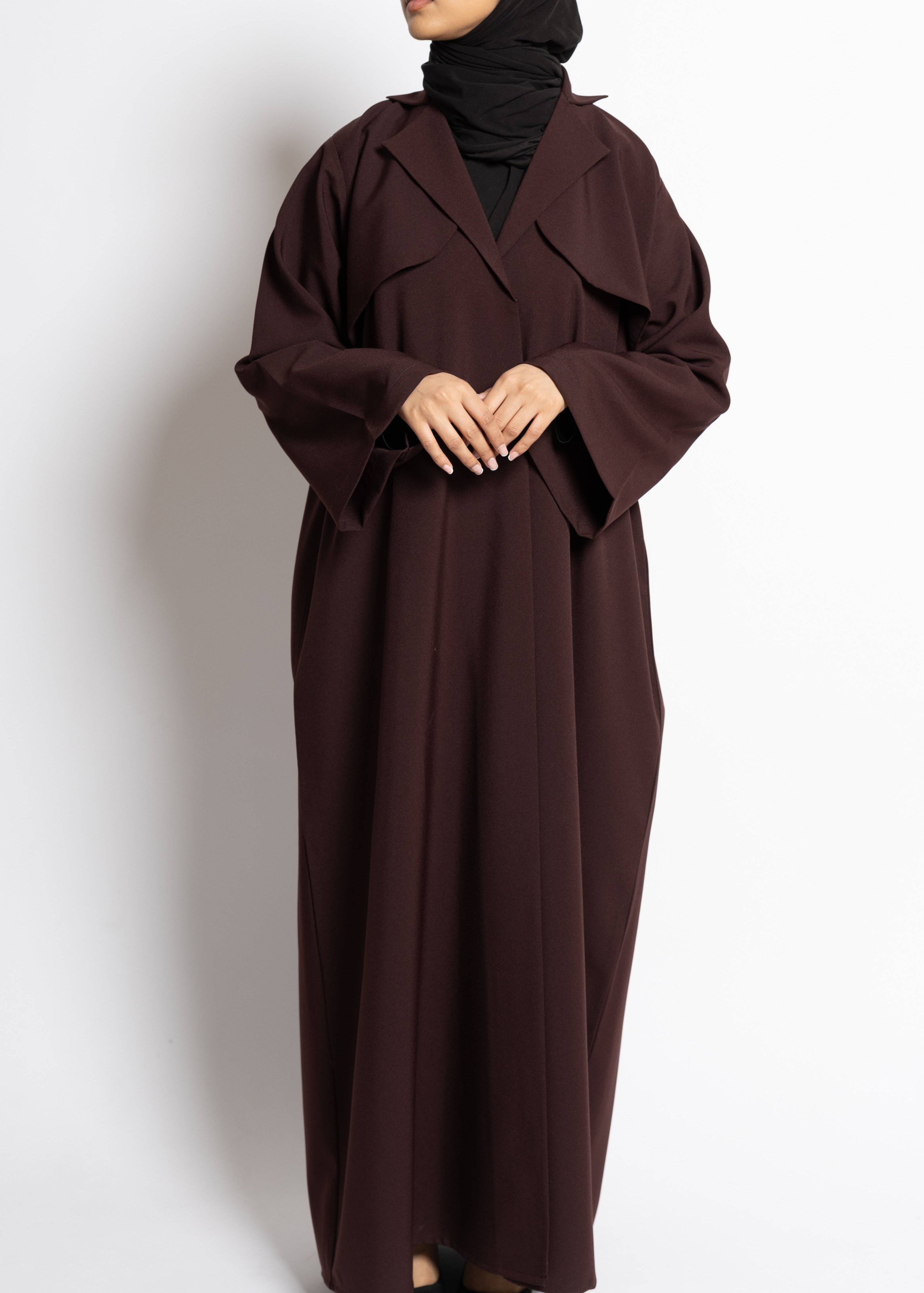 Trench Abaya - Mahogany