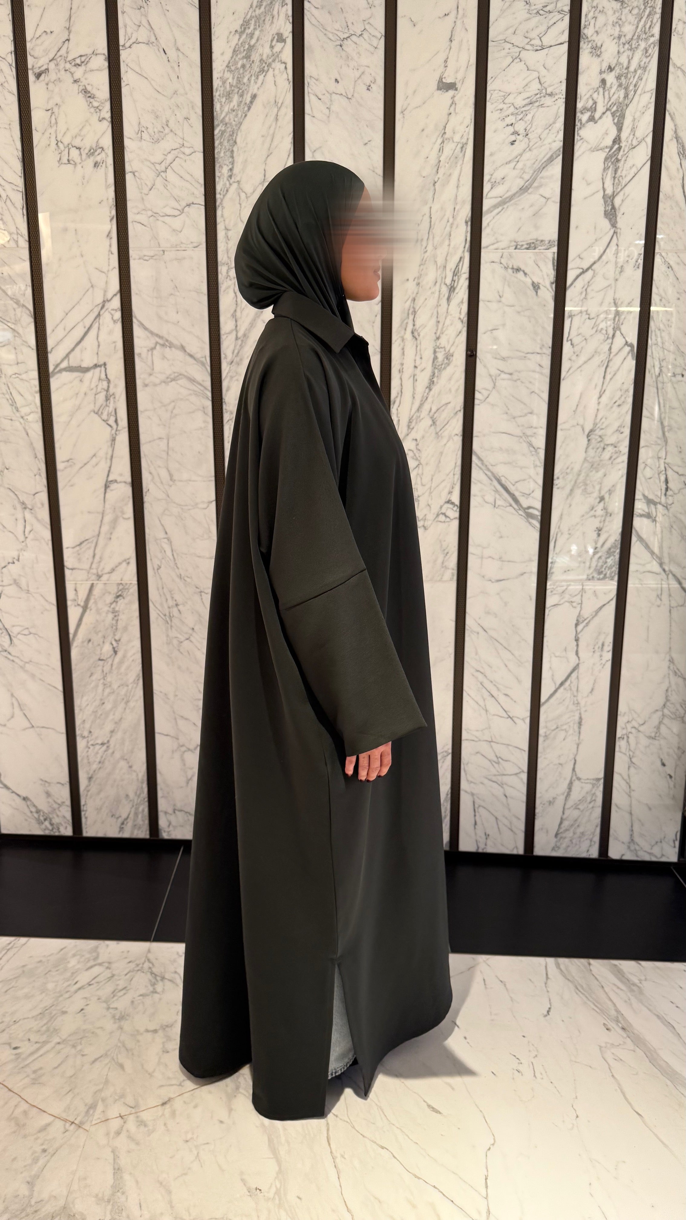 Relaxed Fit Shirt Abaya - Forest