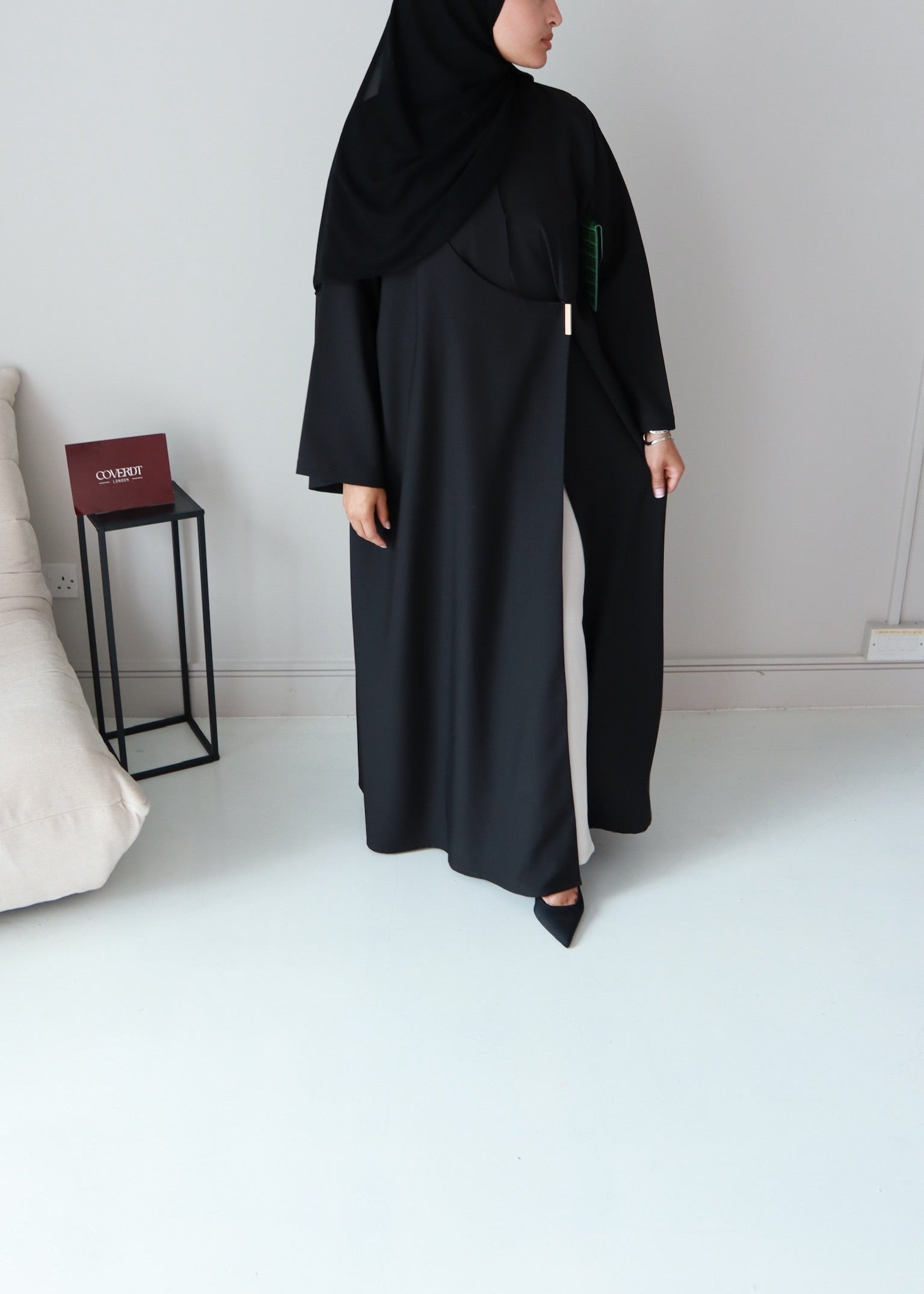 Elise Clip Abaya – Elegant Draped Modest Wear in Soft Luxe Fabric | black