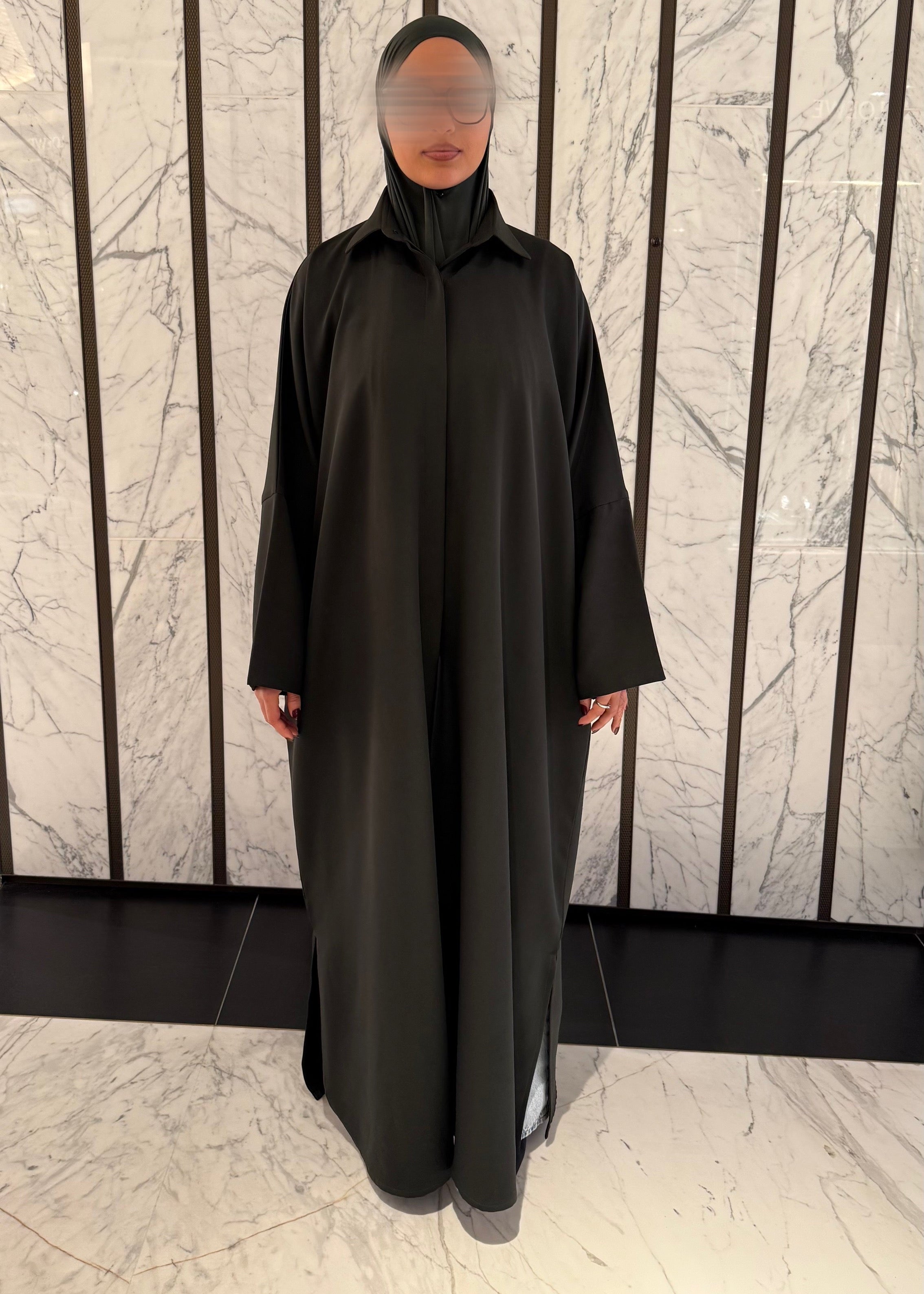Relaxed Fit Shirt Abaya - Forest
