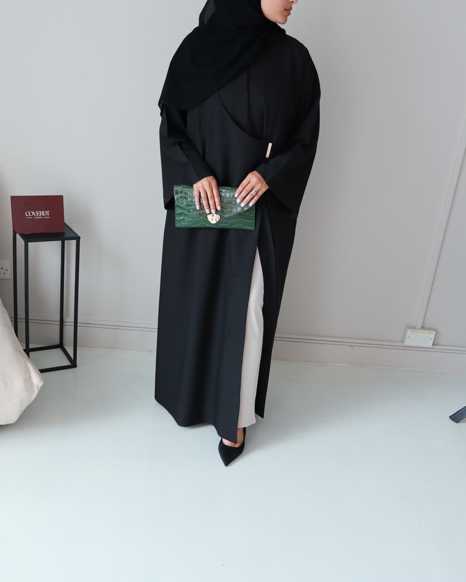 Elise Clip Abaya – Elegant Draped Modest Wear in Soft Luxe Fabric | black