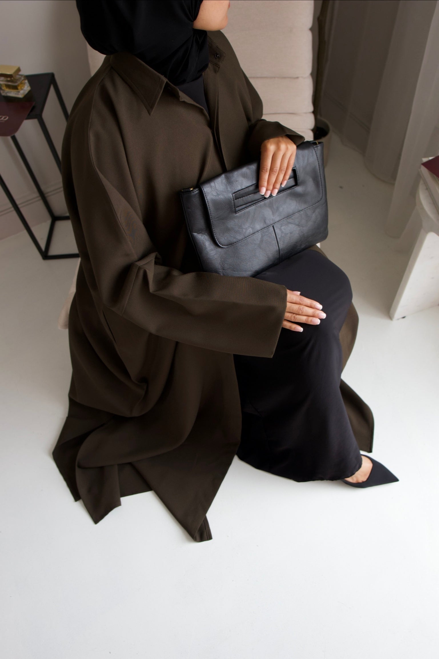 Relaxed Fit Shirt Abaya - Kakhi