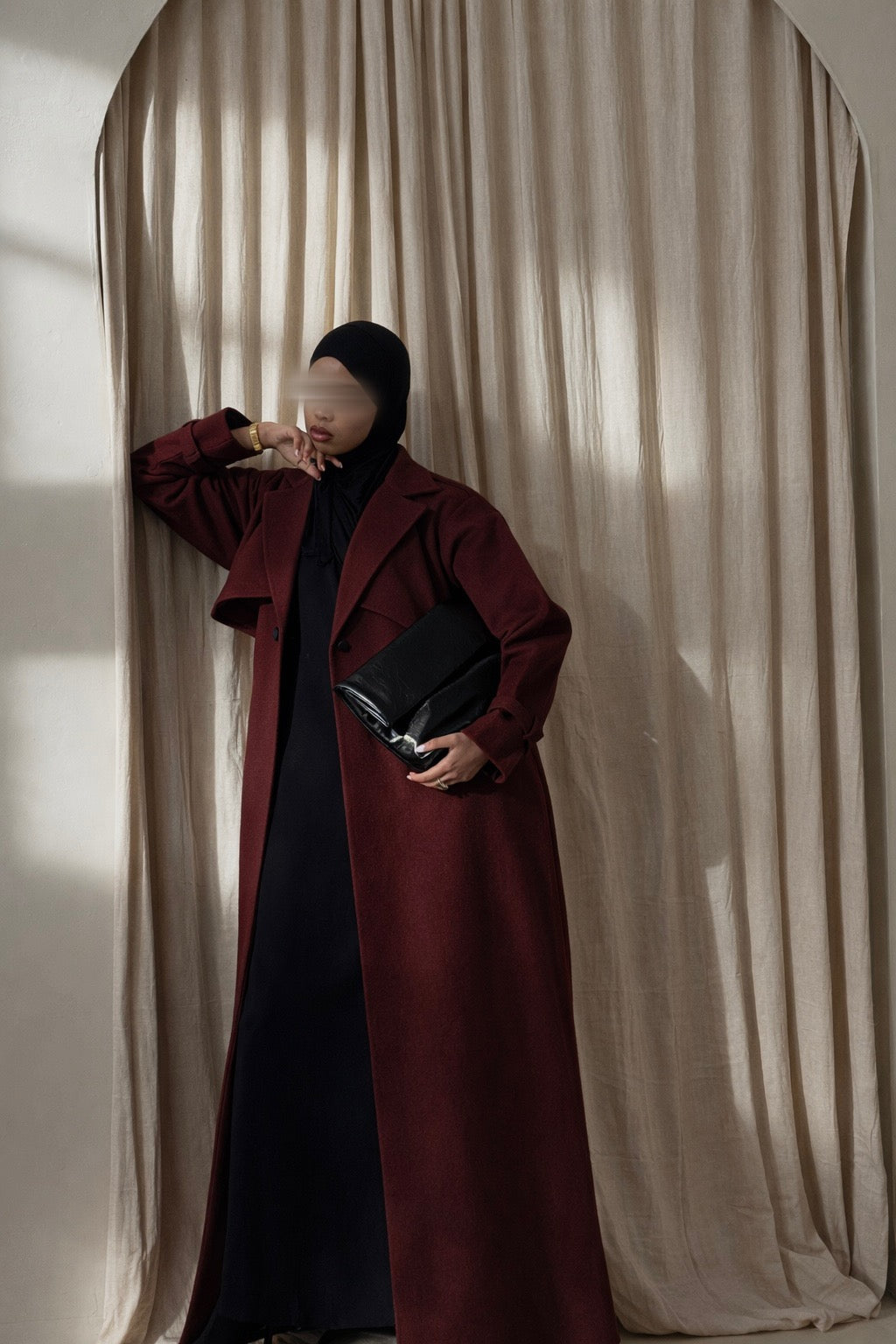 The Wool Trench Coat- Burgundy