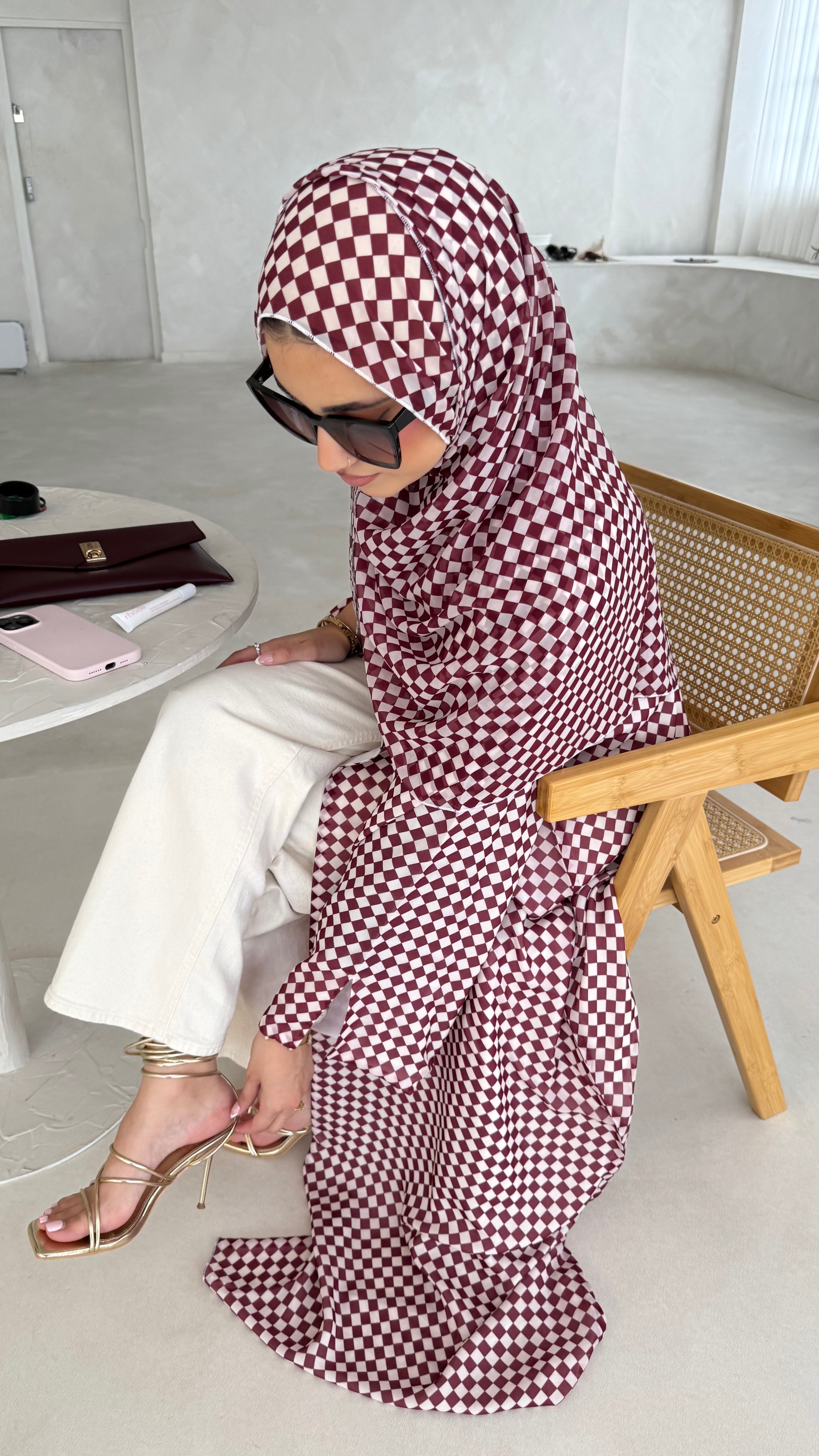 Checkered - Burgundy & Cream