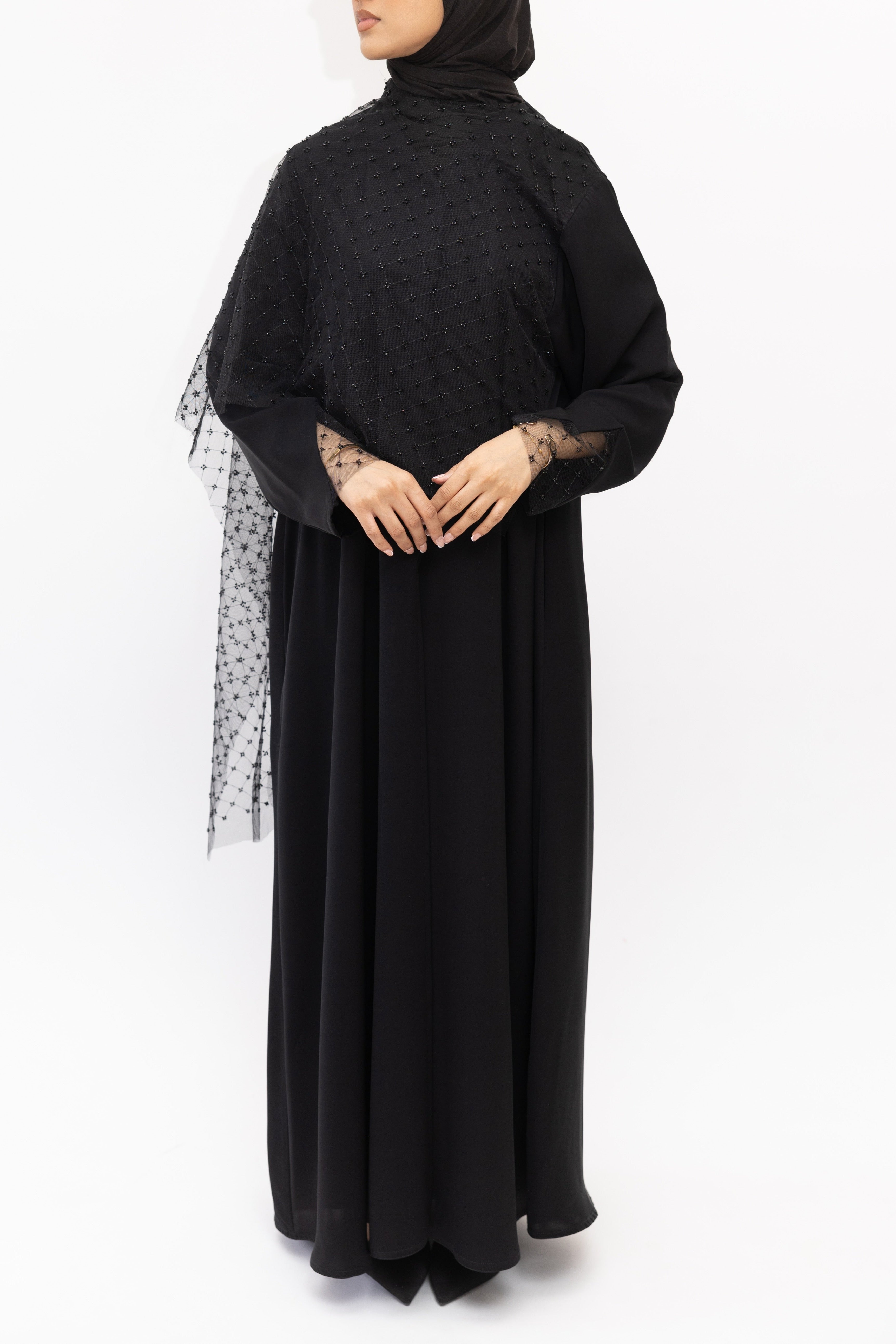 Abaya châle de perles