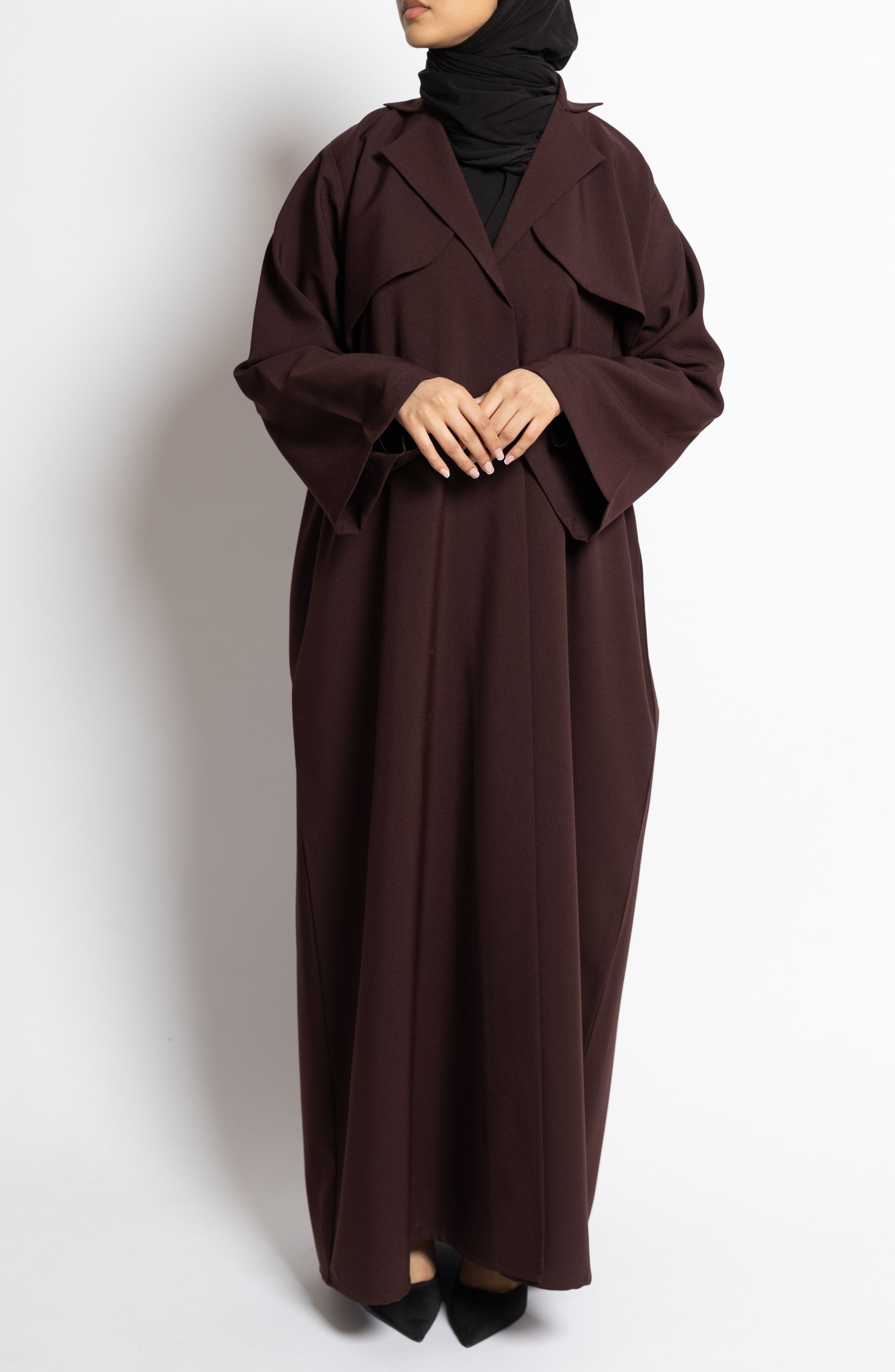 Trench Abaya - Mahogany