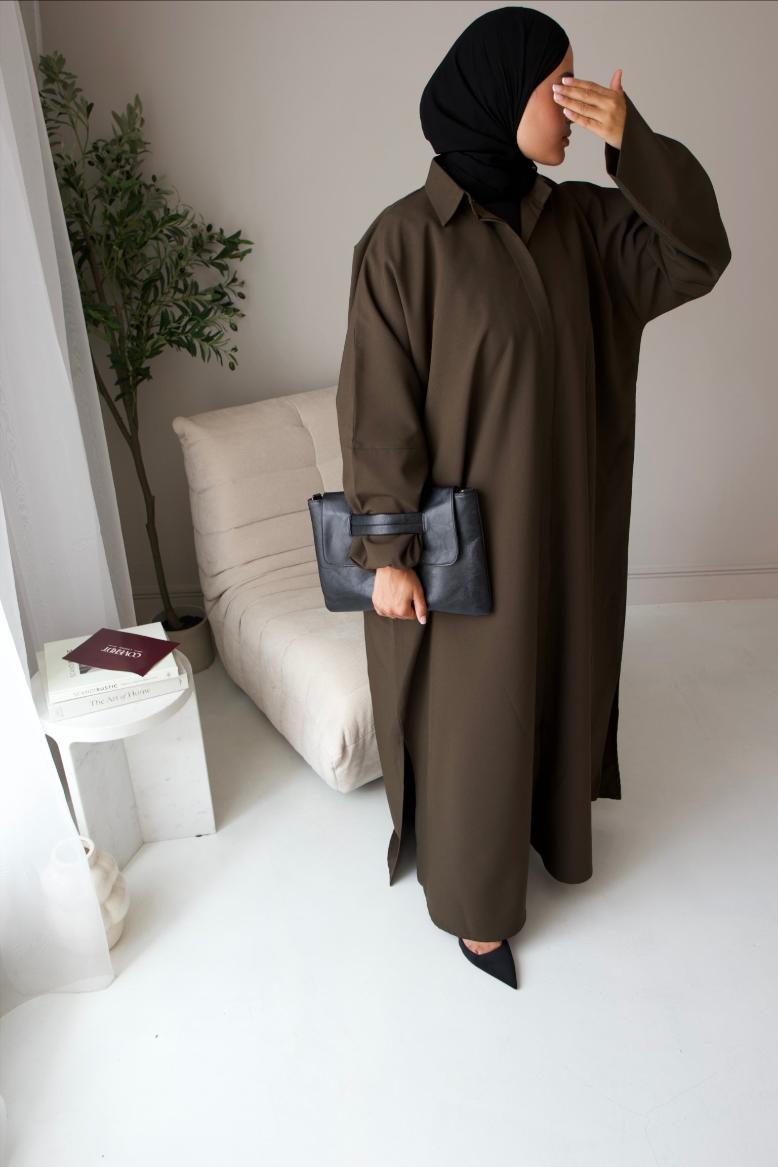 Abaya Shirt Khaki Modest– Effortless Style & Everyday Comfort