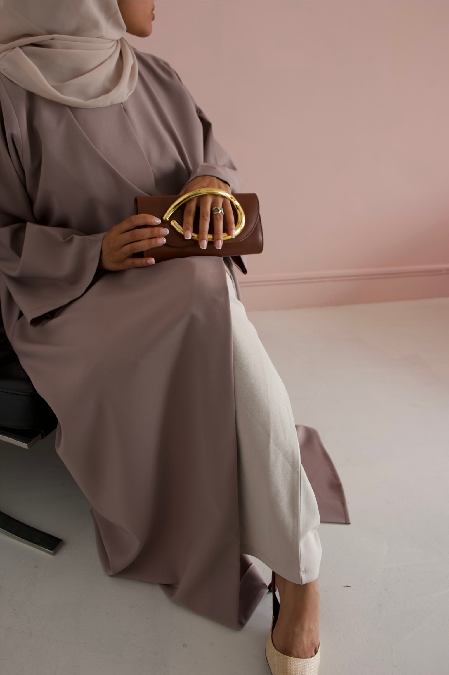 Elise clip Abaya – Elegant Draped Mauve Modest Dress for Women | Premium Fabric