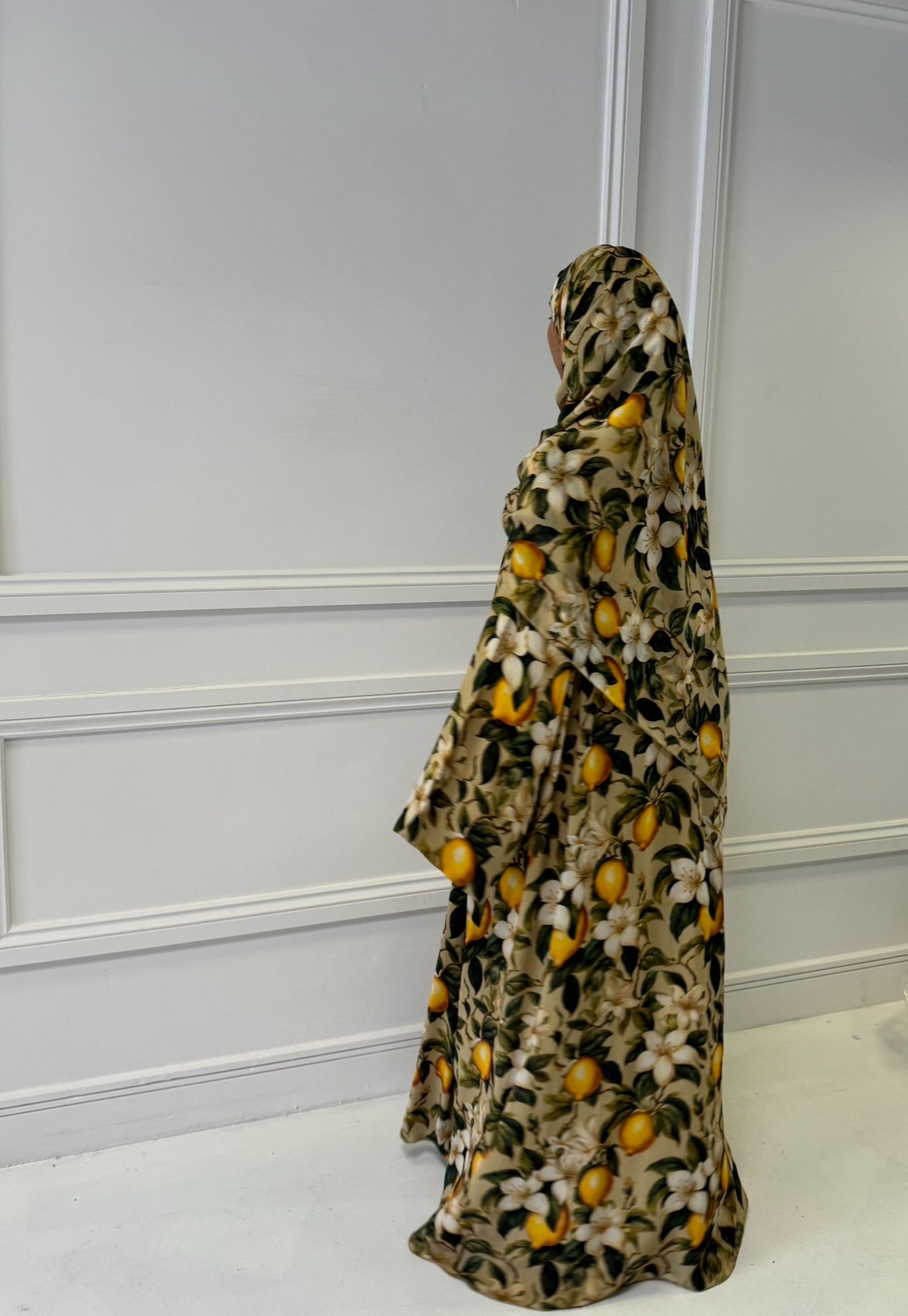 Amalfi Chiffon Abaya with Matching Hijab | Lightweight Printed Modest Dress