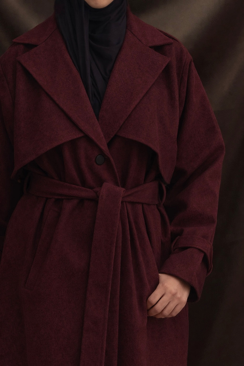 The Wool Trench Coat- Burgundy